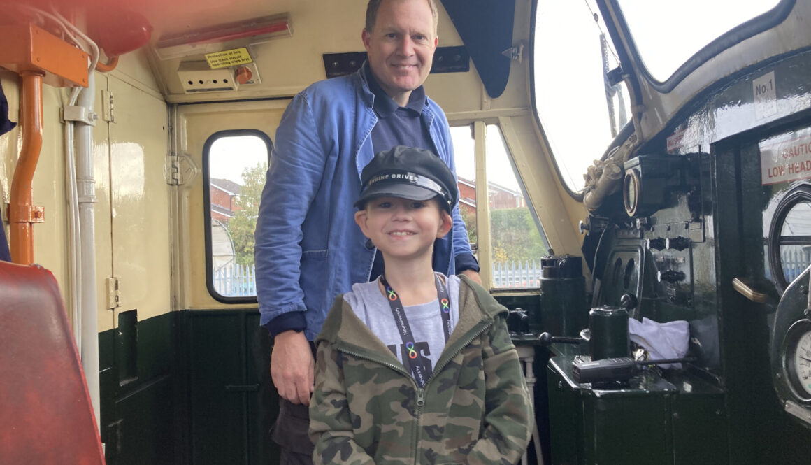 Corey in a diesel cab with driver Dave Evans. Lesley Carr (2)