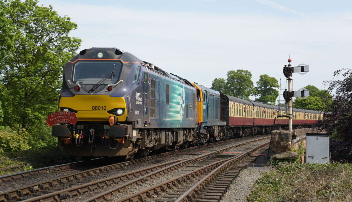 88010 Aurora crosses Bewdley South viaduct with a Bridgnorth bound service on 17th May 2018. Ian Murray