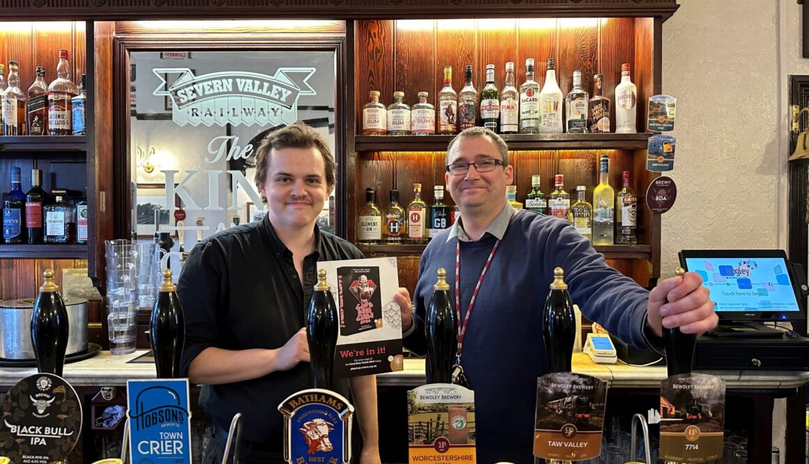 Staff behind the bar in the King and Castle pub Kidderminster