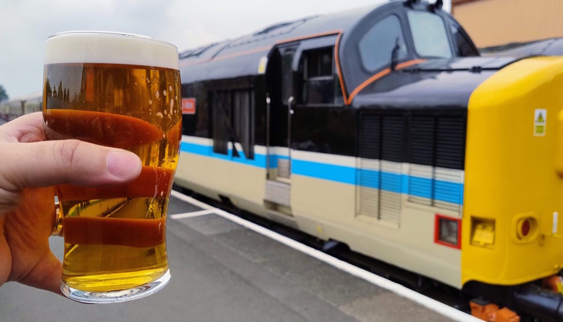 Cheers to Mixed Traction! A pint, and a guest locomotive at the SVR's recent Spring Diesel Festival. DAVE REDBOURNE