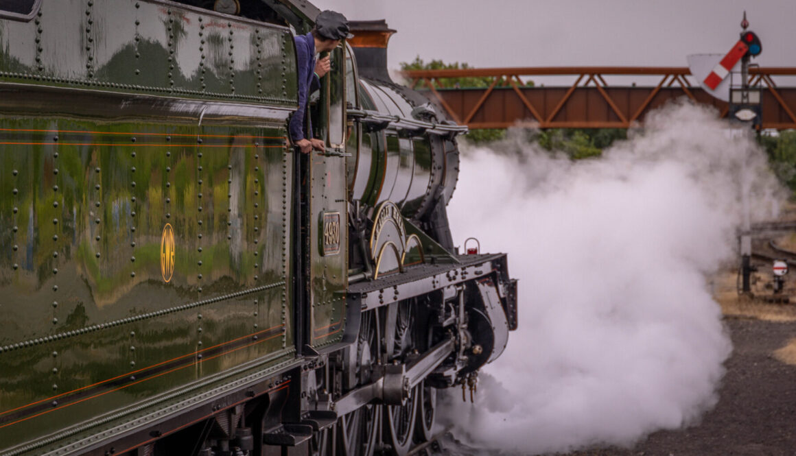 4930 'Hagley Hall' departs Kidderminster Town, recreating the first train 40 years ago. ANTHONY CARWITHEN