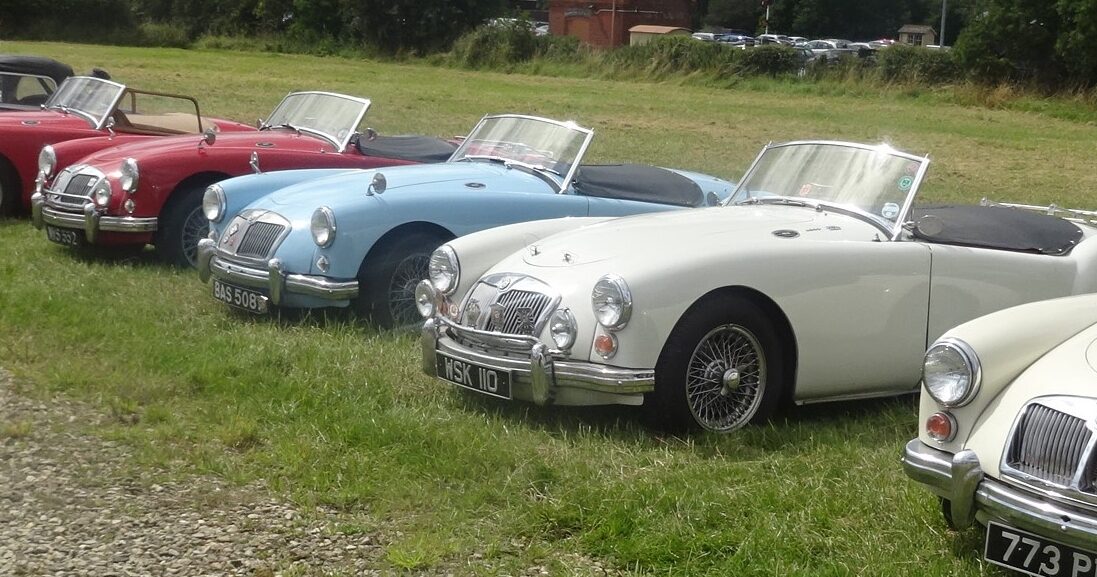 Classic cars at the Severn Valley Railway, as the MGA Rally lands in Highley