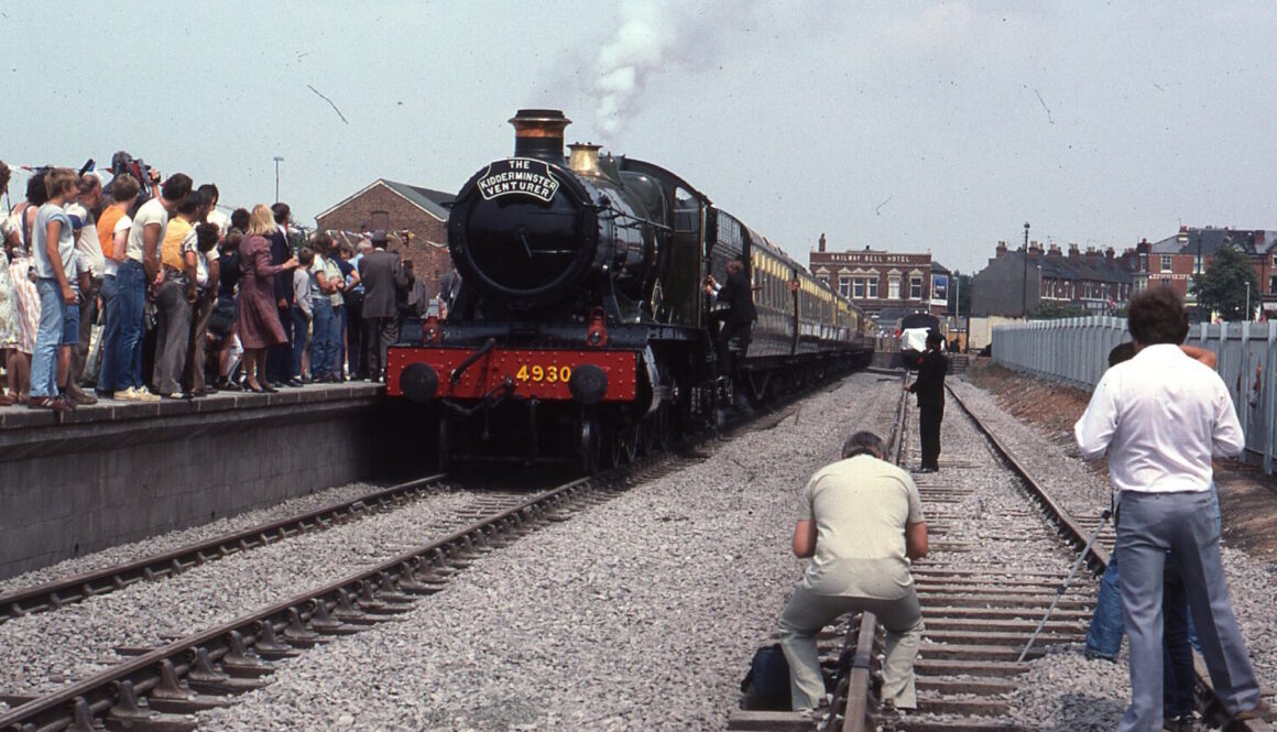 First train out of the embryonic Kidderminster Town station 30 July 1984. DAVID WILLIAMS