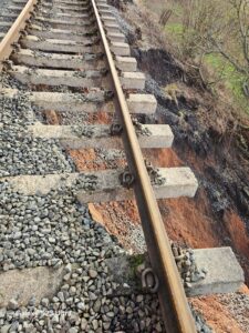 Embankment failure at Sterns on the Severn Valley Railway. LEIGH KING