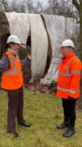 A still from the film, showing Francis Bourgeois talking to SVR managing director Gus Dunster