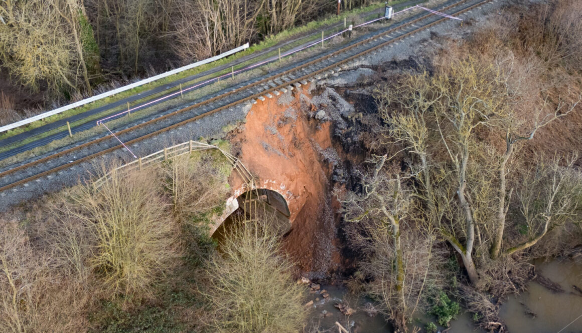 View showing the embankment failure below the track MATT FIELDING
