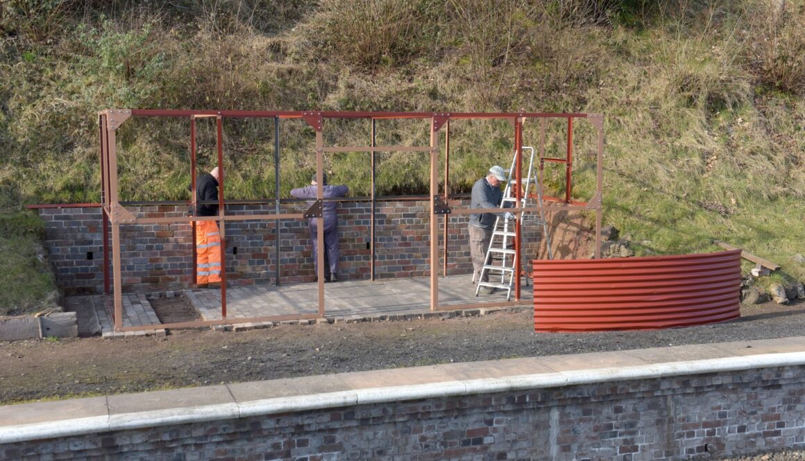 Eardington volunteers working on the goods lock up frame. Taken by GARY ESSEX