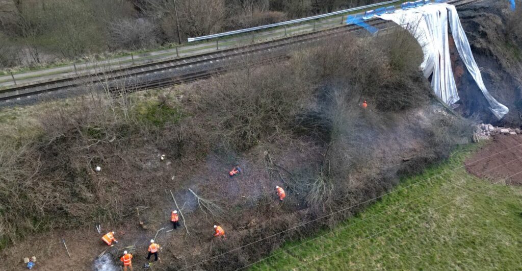 SVR volunteers clearing vegetation on the embankment. GARY ESSEX