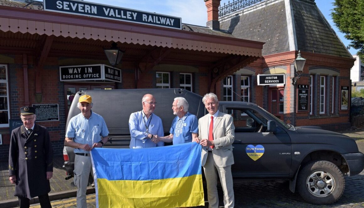 The matt black pickup with Bewdley Mayor Ian Latimer, John Charuk, Gus Dunster, Dr Brian Smith and Rod Stanczyszyn. GARY ESSEX