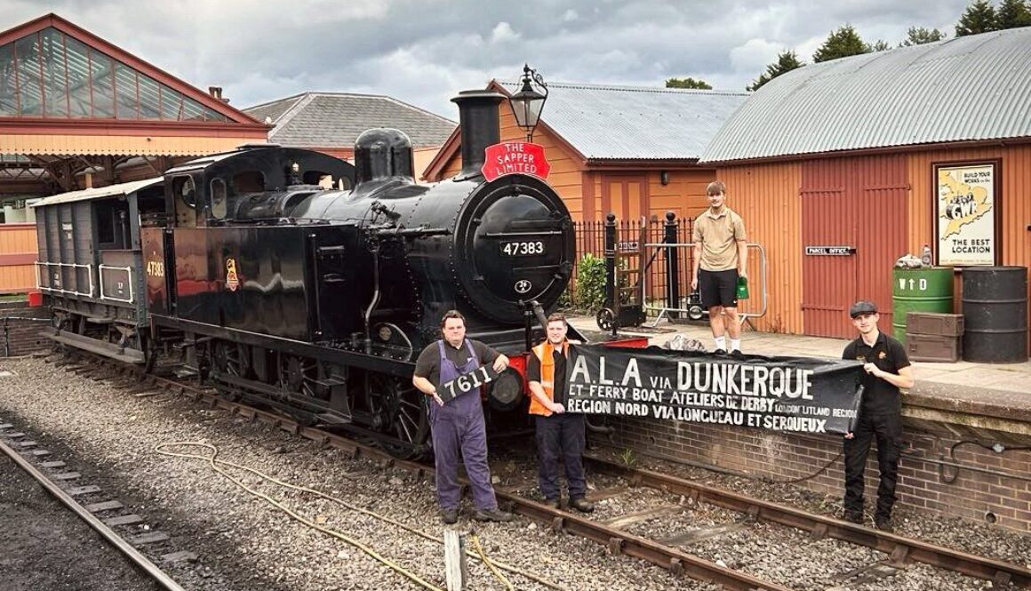 Some of the team that made it happen, after removing the vinyls and giving the loco a good clean ready for its appearance at “Rail Live” in Long Marston this week.