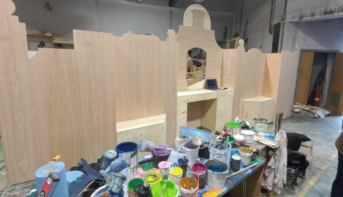 Paint pots at the ready Set design underway at Wise Owls workshop.-WISE-OWL