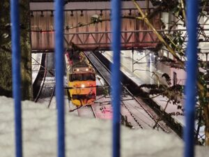 50049 'Defiance' from the SVR was mustered for snow clearance duties by Network Rail. JASON ALLEN