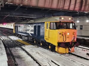 The SVR's 50049 'Defiance' at New Street station in Birmingham, ready for snow clearance duties on 8 January. JASON ALLEN