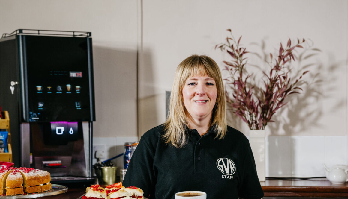 Serving drinks at the Station Tea Room