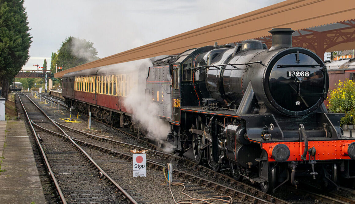 How the proposed canopy will look, with a locomotive alongside it. Image created by Ben Wright from an original photograph by Kenny Felstead